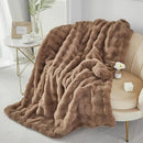 RYNGHIPY Faux Rabbit Fur Throw Blanket Ruched Plush Fuzzy Blanket for Couch Bed Sofa Heavy Warm Comfy Throws for Living Room Bedroom Machine Washable (Solid Brown, 51''x63'') by CozyNest Decor