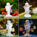 Goodeco Cherub Statue with Solar Lantern - Angel Statue for Garden Patio Yard Porch Lawn Outdoor Decor, Angel Figurines Memorial Spiritual Gifts by GreenHaven Gardens
