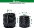 D'vine Dev 6 Inch 4 Inch Ceramic Indoor Planter Pots with Drainage Hole and Saucer, Beaded Design Flower Pots, Set of 2, Gloss Black, 27-D-U-2 by GreenHaven Gardens