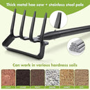 INFLATION Stirrup Hand Hula Hoe Heavy Duty Metal Gardening Weed Puller Tool 4 Tines Prong 2-in-1 Herb Stripper Yard Rake for Women Kids Men Garden Grandpas Weeder 32-62 inch Long Adjustable Handle by GreenHaven Gardens