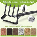 Weed Puller Gardening Tools, Hula Garden Hoe and 4 Tines Rake 2-in-1 Garden Tools for Weeding, Action Stirrup Hoe with 37"-62" Adjustable Long Handle for Lawn,Vegetable Garden Loose Soil and Weeding by GreenHaven Gardens