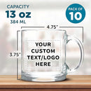 Custom Libbey Clear Glass Coffee Mugs 13 oz. Set of 10, Personalized Bulk Pack - Perfect for Coffee, Tea, Espresso, Hot Cocoa, Other Beverages - Clear Bottom by TinyTreasures Baby Boutique