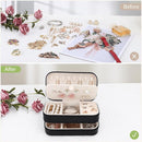 DesignSter Small Travel Jewelry Box with Double Zipper, 2 Layers PU Portable Jewelry Case for Women and Girls,Travel Jewelry Organizer for Rings, Earrings, Necklaces, Bracelets,Black by TinyTreasures Baby Boutique