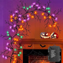 [ Timer & 8 Modes ] 6 Ft 54LED Halloween Willow Vine Twig Decor Branches Garland Decorations Orange ＆ Purple ＆ Green Lights -Battery Operated Garland for Indoor Wall Fireplace Halloween Decorations by CozyNest Decor