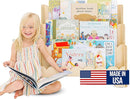 Wooden Kids Bookshelf w/Scalloped Edges- Made in USA- Perfect Height 3-Tier Montessori Shelf- Durable Childrens Bookcase for Kids Room or Playroom- Baby Book Shelf Nursery by TinyTreasures Baby Boutique