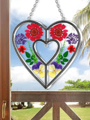 KY&BOSAM Heart Suncatchers DIY Stained Glass Hangings for Windows Wind Chimes Home Gardner Decor with Pressed Real Flowers Heart No Charm Birthday Gifts for Women Mother`s Day Christmas Ornamets by GreenHaven Gardens