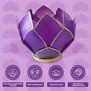 Blooming Lotus Capiz Shell Tealight Candle Holder, Handcrafted Decorative Tea Light Candleholder with Translucent Flower Petals for Ambient Illumination and Natural Elegance, Purple by CozyNest Decor