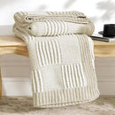 Amélie Home Chenille Knit Throw Blanket for Couch, Checkered Texture Decorative Soft Blanket for Sofa, Bed & Living Room, 50"x60", Khaki & White by CozyNest Decor