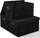 75 Quarts Extra Large Decorative Storage Bins with Lids, 3 Packs Black Collapsible Storage Bins with Lids, Stackable Storage Bins Decorative Box Storage With Lid Extra Large by CozyNest Decor