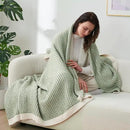 Amélie Home Chenille Waffle Throw Blanket for Couch, Reversible Pineapple Stitch Knit Soft Cozy Knit Blanket Lightweight Warm Decorative Throw for Sofa, Bed, Living Room, 60 * 80", Sage Green&Ivory by CozyNest Decor