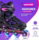 2PM SPORTS Vinal Girls Adjustable Flashing Inline Skates, All Wheels Light Up, Fun Illuminating Skates for Kids Men Adult Women and Boys by TinyTreasures Baby Boutique