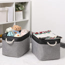 Bidtakay Fabric Storage Baskets with Handles [2-Pack] Large Canvas Organizer 16" X 11.8" X 11.8" Foldable Tall Baskets Rectangular Gift Basket Decorative Storage Bins for Closet, Home(Black&Grey) by TinyTreasures Baby Boutique