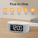 JALL Fabric Alarm Clock for Bedroom, with Big Led Screen Display, Bluetooth Stereo Sound Speaker, FM Radio, Fast Wireless Charging, USB Charging Port, Nightlight, White Noise, Ideal for Gift, Gray by TinyTreasures Baby Boutique