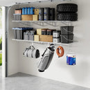FLEXIMOUNTS 2-Pack 2x6ft Garage Shelving with Hooks, 24-inch-by-72-inch Wall Shelf Garage Storage Racks Floating Shelves, White by GreenHaven Gardens