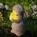 Solar Rabbit Garden Statues Outdoor Bunny Decor Resin Rabbit Figurine Holding Sunflower with LED Lights for Proch Patio Lawn Yard Christmas Housewarming Gardening Gifts for Mom Grandma by GreenHaven Gardens
