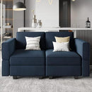 Belffin Modular Loveseat Sofa Couch with Storage Seats Velvet 2 Seater Love Seats for Small Spaces Blue by CozyNest Decor