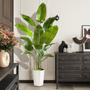 Lifelike Bird of Paradise Silk Artificial Plant Faux Banana Leaf Tree for Home Decor - Perfect Indoor Floor Plant with 11 Trunks (1, White Tall Planter, 6.6 FT) by CozyNest Decor