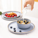 GBHOME Ceramic Dinnerware Sets for 6, 18 Pieces Stoneware Plates and Bowls Sets, Scratch Resistant Dish Sets for Dinner, Dishwasher & Microwave Safe, Brunnera Blue by CozyNest Decor