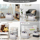 COMFY-HOMI 3 Pack Cotton Rope Square Basket with Handles - Storage & Organizer (White/Black Line, 13.5" x 11" x 9.5") by TinyTreasures Baby Boutique