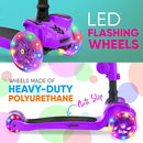 Hurtle 3-Wheeled Scooter for Kids - Wheel LED Lights, Adjustable Lean-to-Steer Handlebar, and Foldable Seat - Sit or Stand Ride with Brake for Boys and Girls Ages 1-14 Years Old by TinyTreasures Baby Boutique