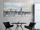 Arjun Cityscape Wall Art New York City Skyline Buildings Picture Modern Abstract Grey NYC Skyline Birds City View Painting Framed Artwork for Bedroom Living Room Home Office Decor Extra Large 58"x29" by CozyNest Decor