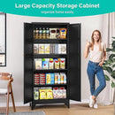 Metal Storages Cabinet with 2 Doors and 5 Shelves,Tall Storage Cabinet,Large Cupboard Closet,Pantry Storage Cabinet for Home,Office,Bathroom,Dining/Living Room (Black, 71" H) by CozyNest Decor