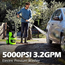 Pressure Washer, 5000PSI 3.2GPM Adjustable Touch Screen with 55FT Total Length 4 Nozzles for Driveways Cars