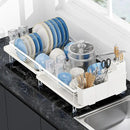 ROTTOGOON Expandable Dish Drying Rack,Multifunctional Adjustable Dish Drainer with Swivel Spout and Anti-Rust Dish Rack with Removable Cutlery & Cup Holders for Kitchen Counter,White by CozyNest Decor