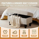 Ottoman Rectangular Storage Ottoman Bench, Flannel Footrest Stool Footstool with Lid for Living Room, Bedroom, Entryway, Khaki, 28.5"x19"x17.5" by CozyNest Decor