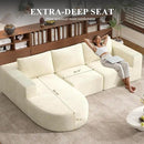 Modular Sectional Sofa with L-Shape Chaise,Cloud Sectional Modern Sleeper Couch with Deep Seat,Sponge Compression Sofas No Assembly Required (Beige-Corduroy Fabric) 1 PCS by CozyNest Decor