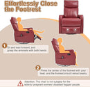 Manual Swivel Rocker Recliner Chair for Adults, Overstuffed Reclining Glider Chair for Nursing with Vibration Massage & Heat, Living Room Rocking Recliner 2-Stage backrest, Faux Leather Red by CozyNest Decor