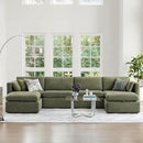 CHITA Oversized Modular Sectional Sofa, FSC Certified U Shaped Couch with Reversible Chaise Modular Sectional Couch,146 inch Width, 6 Seat Modular Sofa with Storage Ottomans, Moss Green by CozyNest Decor