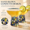 Stemless Margarita Glass – Set of 4 - Luxury Hand Blown Confetti Margaritas by The Wine Savant