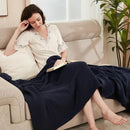 EMME Cotton Throw Blanket for Couch Soft Muslin Blankets 50"x60" Lightweight Breathable Blanket All Season Gauze, Navy by CozyNest Decor