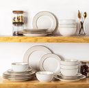 GBHOME Ceramic Dinnerware Sets, 24 pcs Embossed Elegant Stoneware Plates and Bowls Sets, Housewarming Wedding Gift | Dishwasher & Microwave Safe | Dishes Set Service for 8 by CozyNest Decor