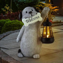 Solar Dog Statues for Garden Decor - Outdoor Dog Figurines with Solar Lantern for Yard Patio Lawn Balcony Ornaments - Garden Gifts for Mothers Day, Grandma, Easter by CozyNest Decor