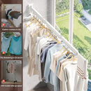 Wall Mounted Clothes Hanger,Clothes Drying Rack,Laundry Rack Wall Mount,Drying Rack Clothing,Clothes Rack Retractable,Collapsible(Tri-Fold), with Windproof Holes & Clips,White Color by CozyNest Decor