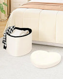 B FSOBEIIALEO Storage Ottoman Cube, Heart Shaped Ottomans with Storage Foot Stool Footrest for Lving Room, Boucle Ottoman Seat for Dorm Room,Faux Teddy Fur, Cream White 15"x15"x15" by CozyNest Decor