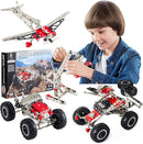 6-in-1 STEM Kit - Engineering Metal Truck, Airplane and Sports Car Excavator Toy for Boys 8-12 - STEM Building Toys for Kids 5-7, 6-8, 8-10 Educational Toys for Kids Boys Model Kit by TinyTreasures Baby Boutique