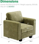 38.5 Oversized Accent Chair with Storage Green Corduroy Set of 2, Single Modern Accent Sofa Chair with Arms for Apartment Living Room (21" Deep Seat) by CozyNest Decor