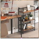 4NM No Assembly 3 Tiers Folding Bookshelf, 35" H Foldable Storage Shelves Vintage Bookcase Standing Racks Study Organizer Home Office - Rustic Brown Black by CozyNest Decor