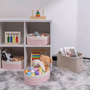Off White&Mixed Pink Shelf Basket to Store and Organize Household Items/Baskets&Bins for Daily Storage &Organizing/Woven Rope Basket for Bedroom,Playroom/Small Oval-13x8.66x5.11’’,3 Packs by TinyTreasures Baby Boutique