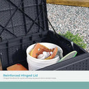 Suncast 73 Gallon Medium Resin Wicker Indoor/Outdoor Storage Box for Garden Tools, Pool Accessories, and Patio Cushions, Cyberspace by GreenHaven Gardens