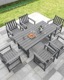 7 Pieces HDPE Outdoor Dining Set, Patio Dining Set with Umbrella Hole, All Weather Outdoor Dining Table Sets for 6, HDPE Patio Furniture Sets for Deck, Backyard, Lawn, and Poolside, Smoke Gray by CozyNest Decor