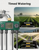MOES 4 Outlet Sprinkler Timer, Brass Inlet, Programmable Automatic Irrigation Controller, Rain Delay, Manual Watering, 4 Zone Water Hose Timer for Gardens, Lawns, and Hose Systems by GreenHaven Gardens