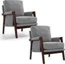 Modern Accent Chairs Set of 2 for Living Room Mid Century Arm Chairs Upholstered Bedroom Chairs Comfy Lounge Chairs with Solid Wood Frame, Grey by CozyNest Decor