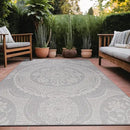 Medallion Outdoor Rug 5x7 Washable Outside Carpet for Indoor Patio Porch Waterproof Easy Cleaning Non Shedding Area Rugs Gray 5 x 7 by CozyNest Decor