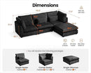 Oversized Modular Sofa, Extra Deep Cloud Corduroy Sectional Couch with Ottoman Chaise, Fluffy Chenille L-Shaped Sofas for Living Room, Villa (L Shape 4 Seater, Corduroy Black) by CozyNest Decor