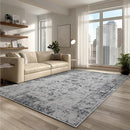 9x12 Area Rug Living Room Rugs, Stain Resistant Washable Rug, Vintage Large Non-Slip Backing, Low Pile Lightweight Print Rug for Bedroom Dinning Room Home Office (White/Grey) by TinyTreasures Baby Boutique