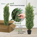 THE BLOOM TIMES 4ft Topiary Trees Artificial Outdoor 2 Pack – UV Resistant Faux Cedar Pine Cypress Bushes and Shrubs, Fake Potted Plants for Front Porch Outside Planter Patio Decor, Set of 2 (4 Foot) by GreenHaven Gardens